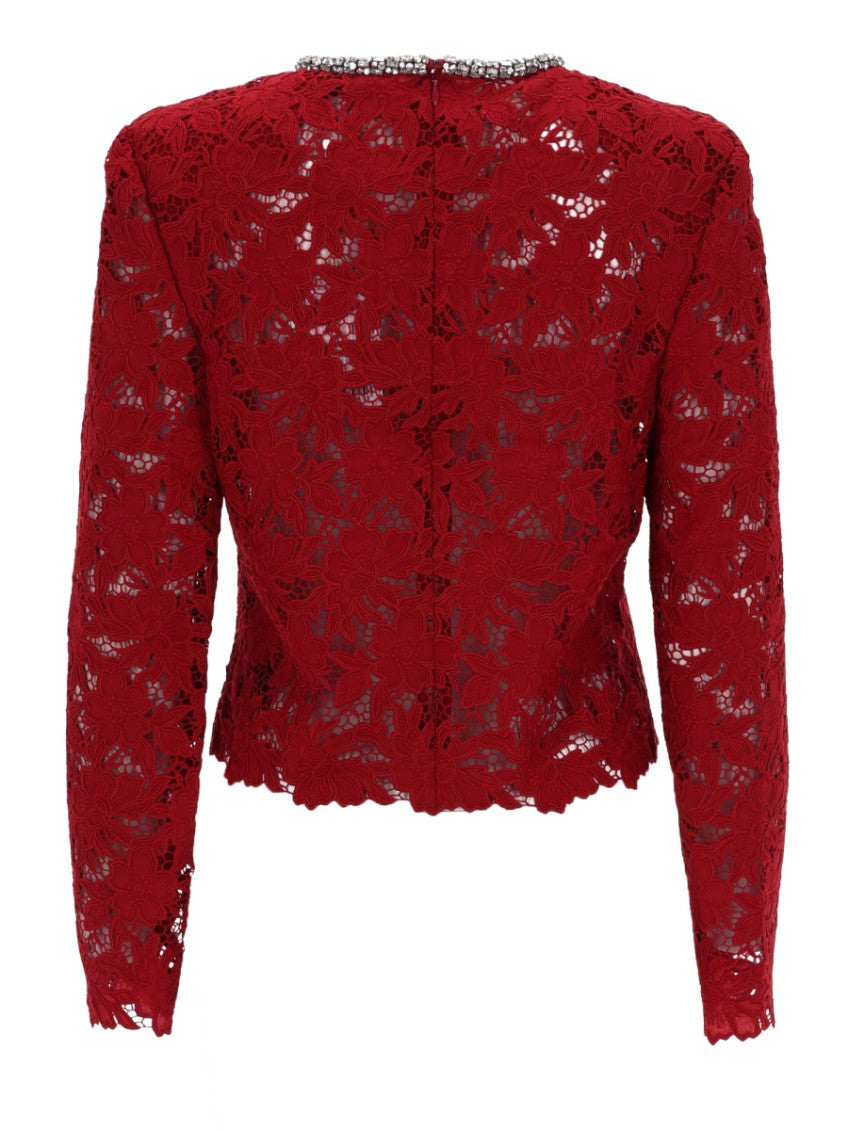 Red Embellished Round Neck Top 2
