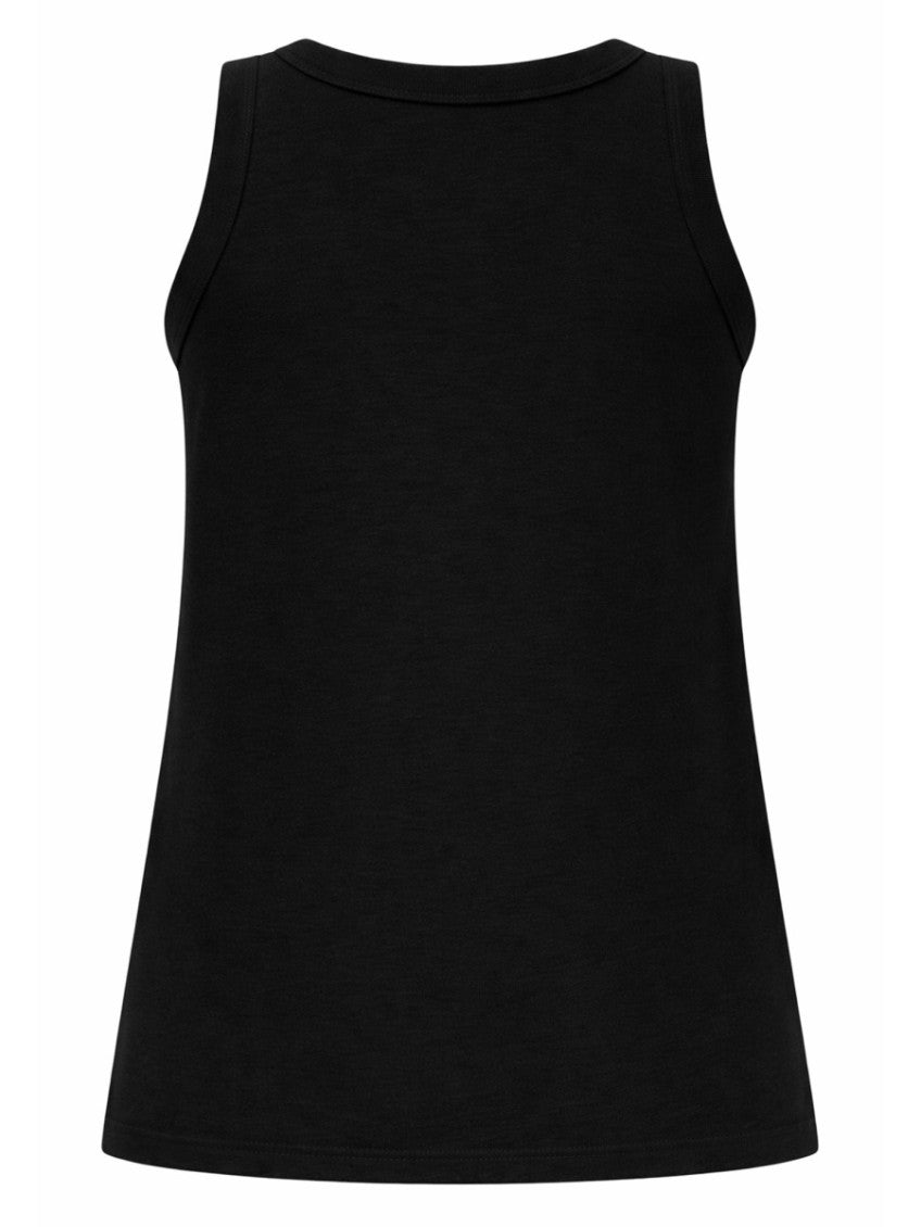 Black Solid Crew Neck Top 2