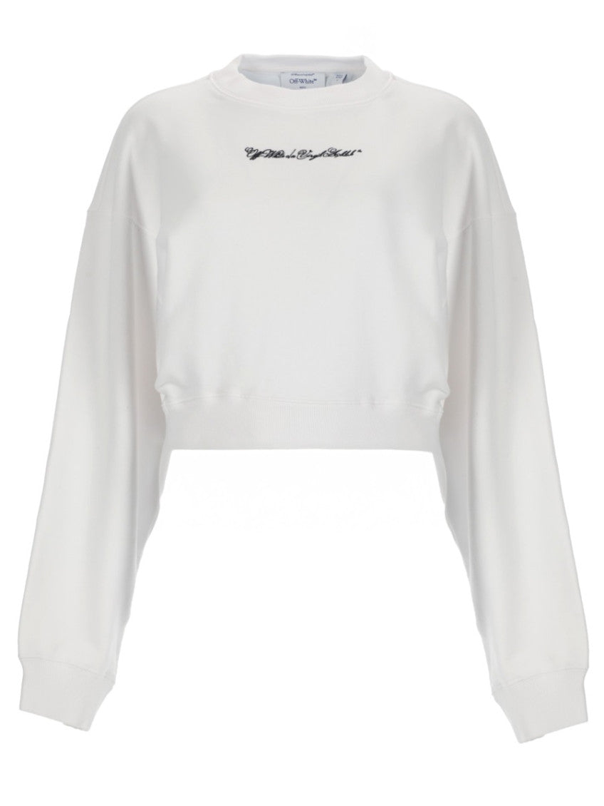 White Logo Crew Neck Sweatshirt 1