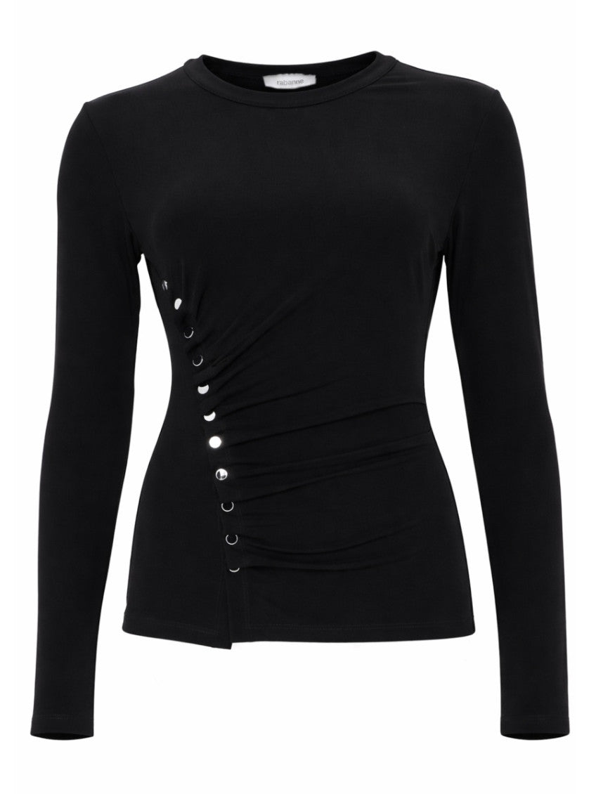 Black Solid Crew Neck Top 1