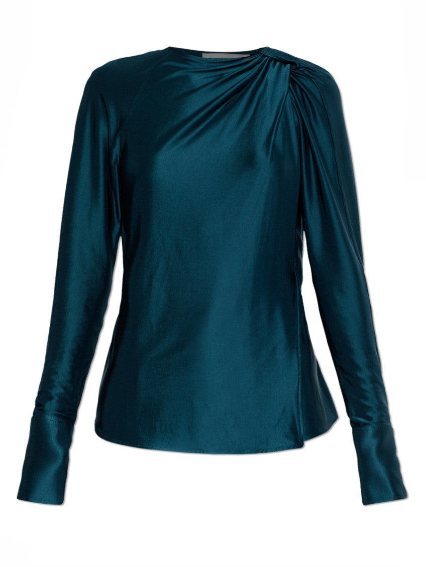 Blue Solid Round Neck Top 1