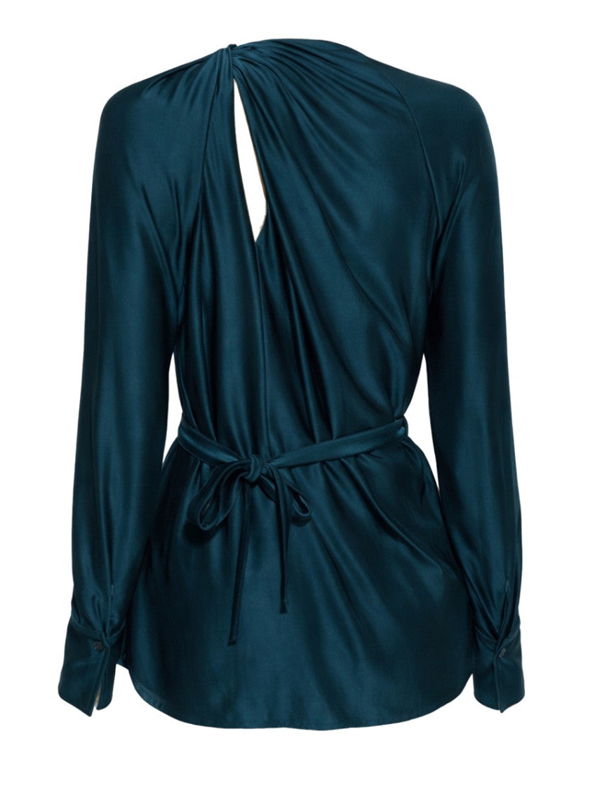 Blue Solid Round Neck Top 2