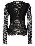 Black Lace Round Neck Top 1