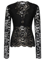 Black Lace Round Neck Top 1