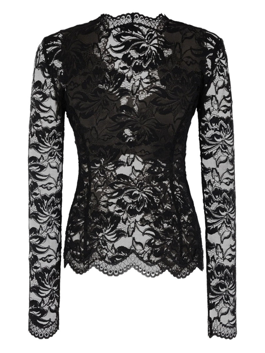 Black Lace Round Neck Top 2