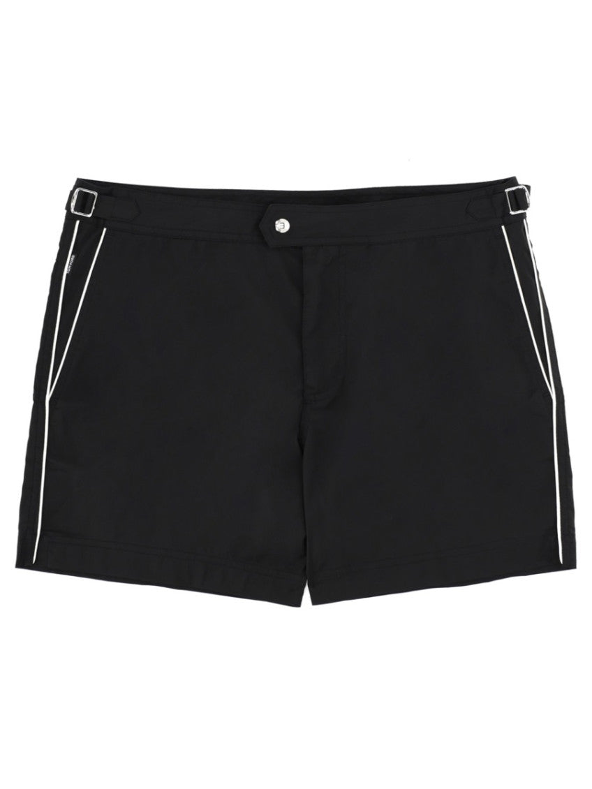 Black Solid Swim Shorts 1