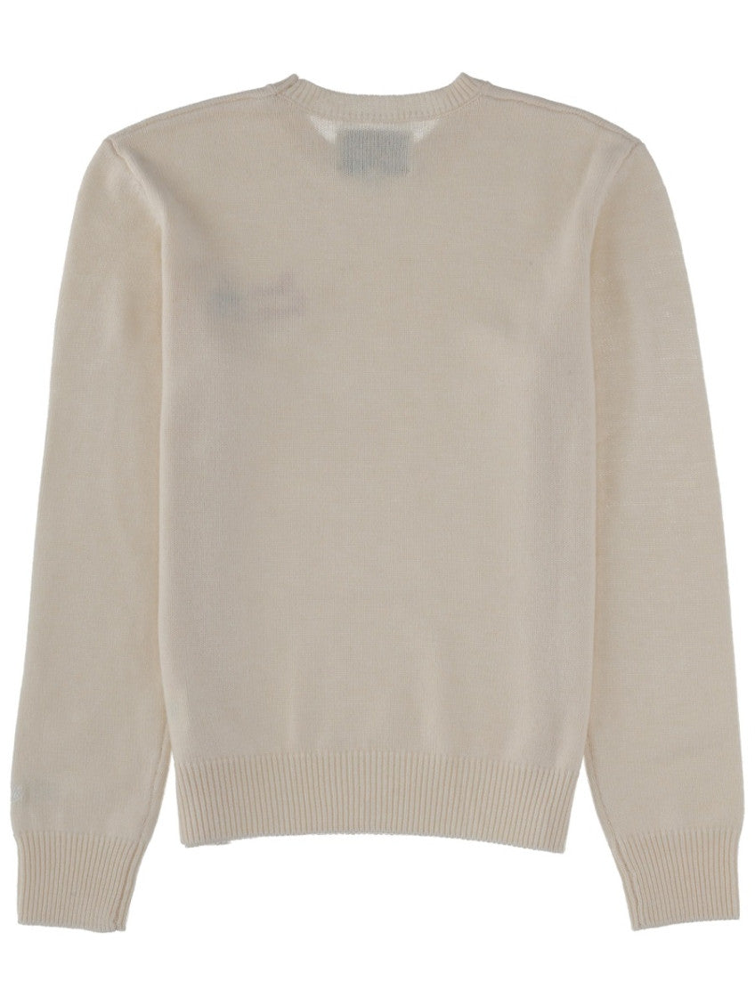 White Embroidered Crew Neck Sweatshirt 2
