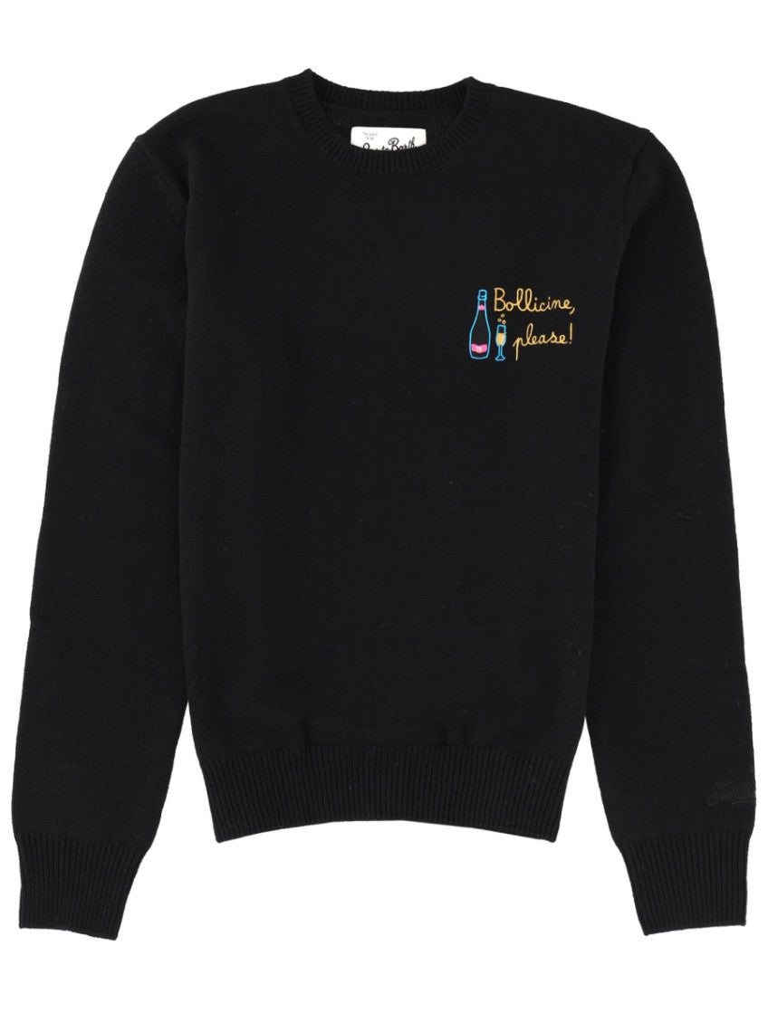 Black Embroidered Crew Neck Sweatshirt 1