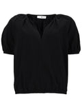 Black Solid V Neck Top 1
