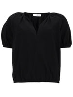 Black Solid V Neck Top 1