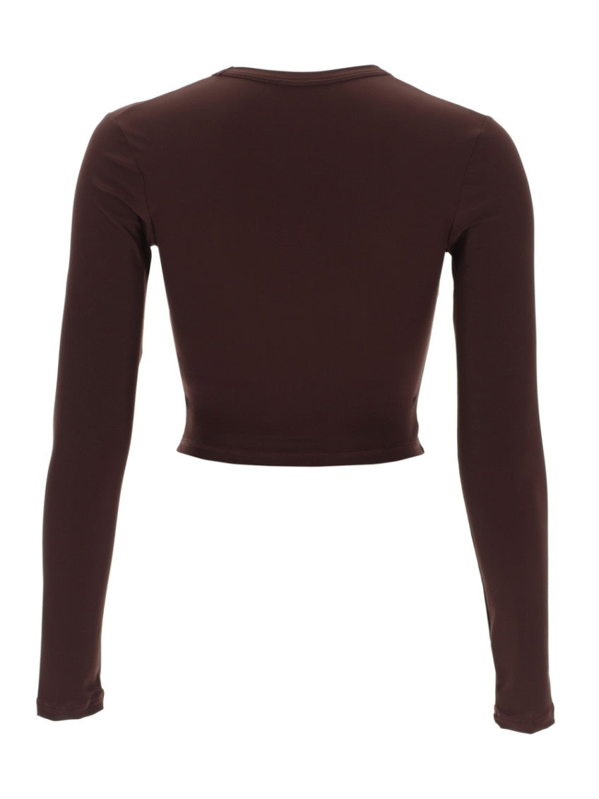 Brown Logo Round Neck Top 2