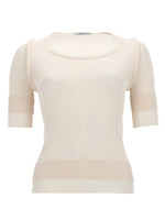 Beige Solid Scoop Neck Top 1