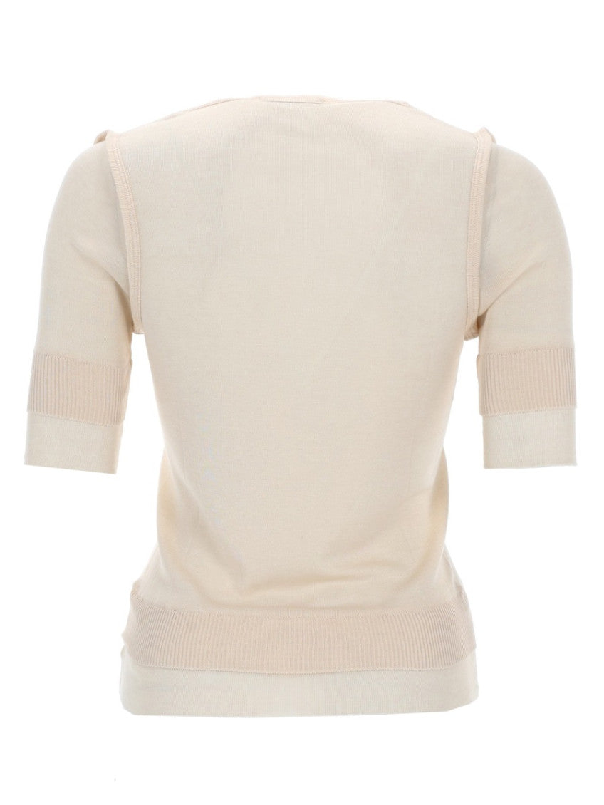 Beige Solid Scoop Neck Top 2