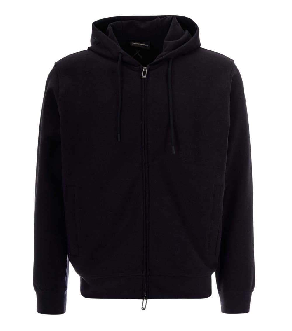 Blue Textured Hood Sweatshirt 1