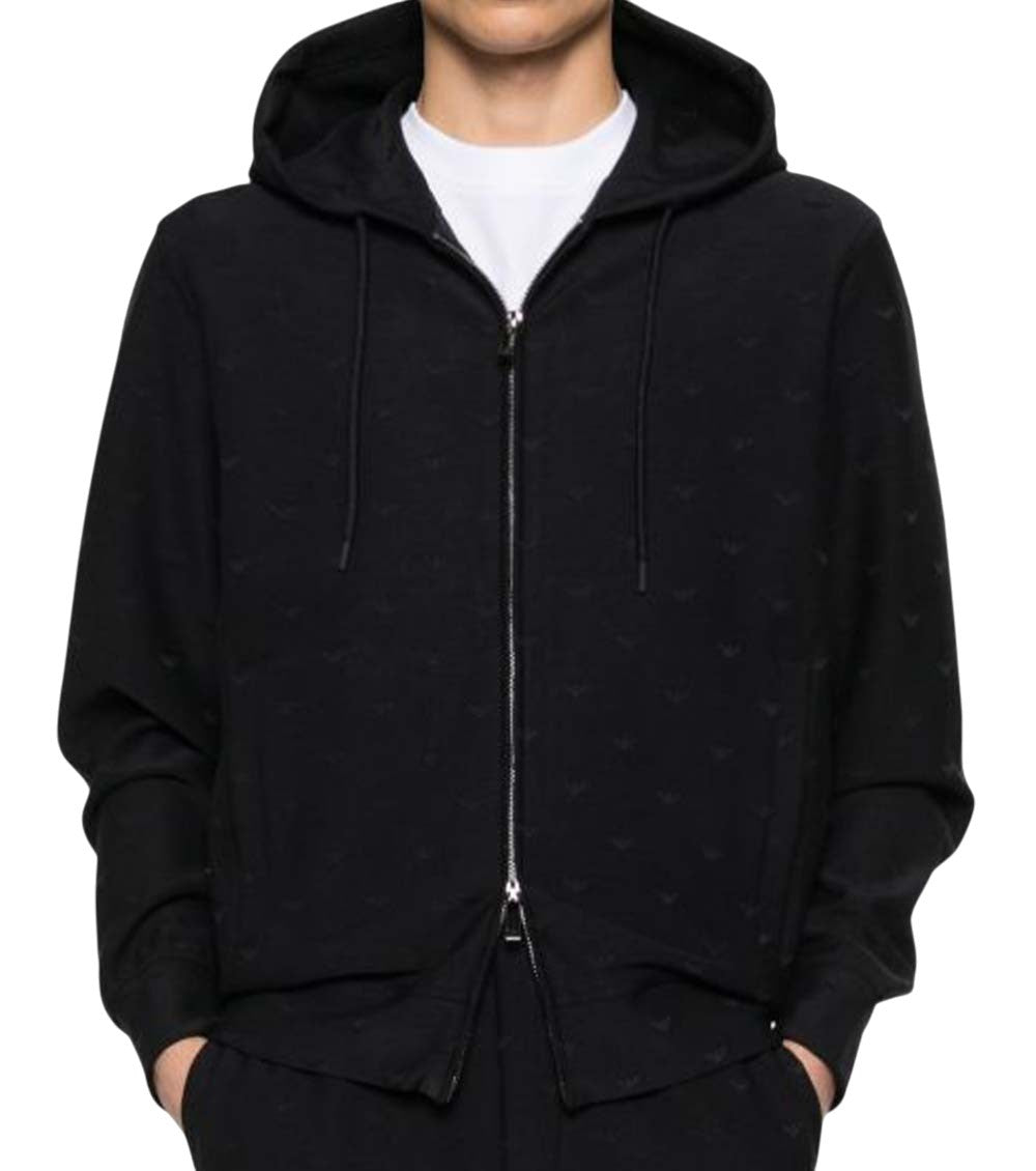 Blue Textured Hood Sweatshirt 2