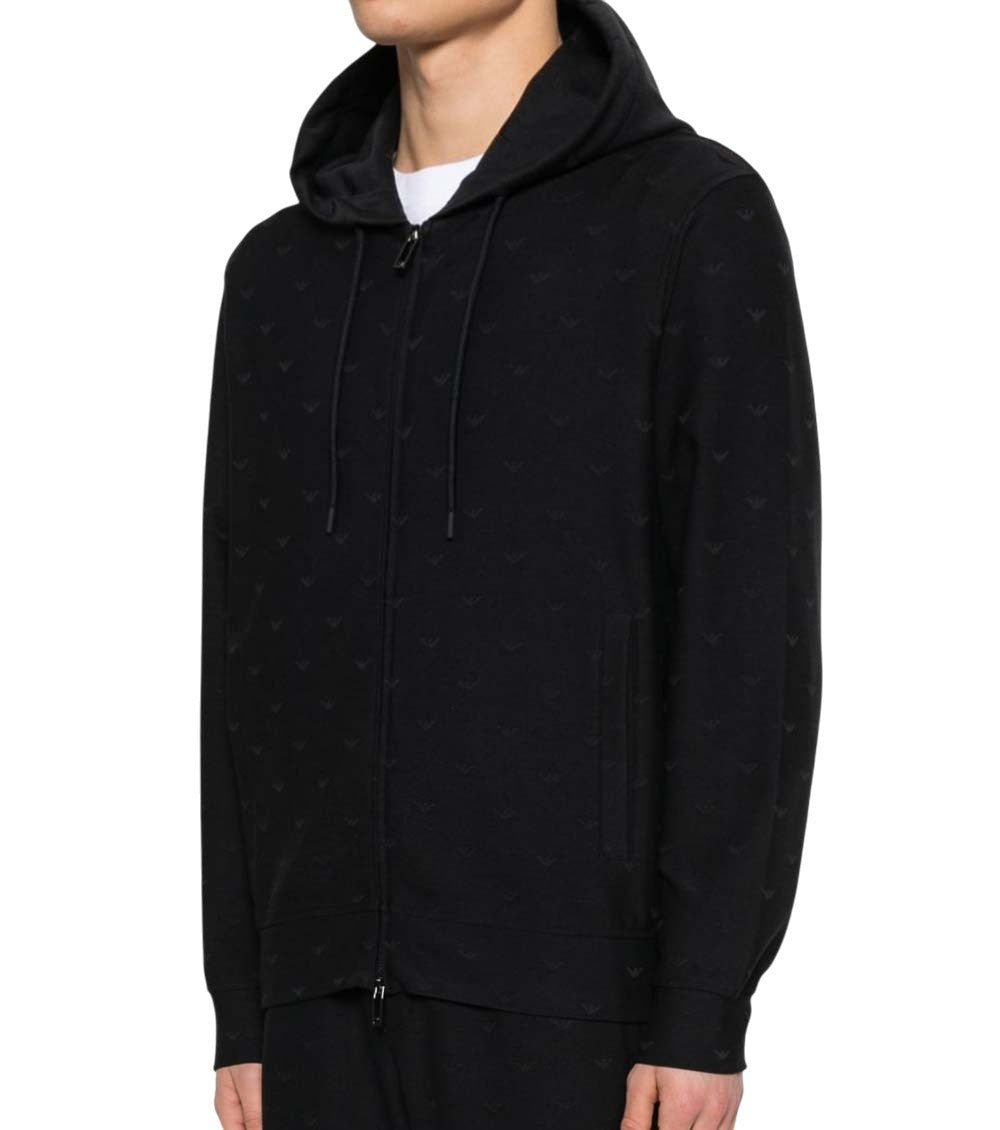 Blue Textured Hood Sweatshirt 3