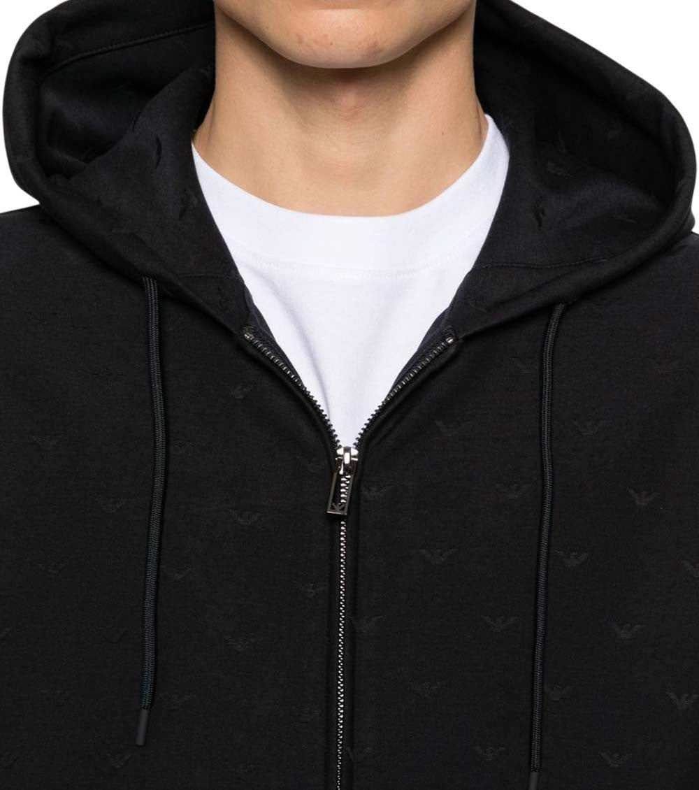 Blue Textured Hood Sweatshirt 4