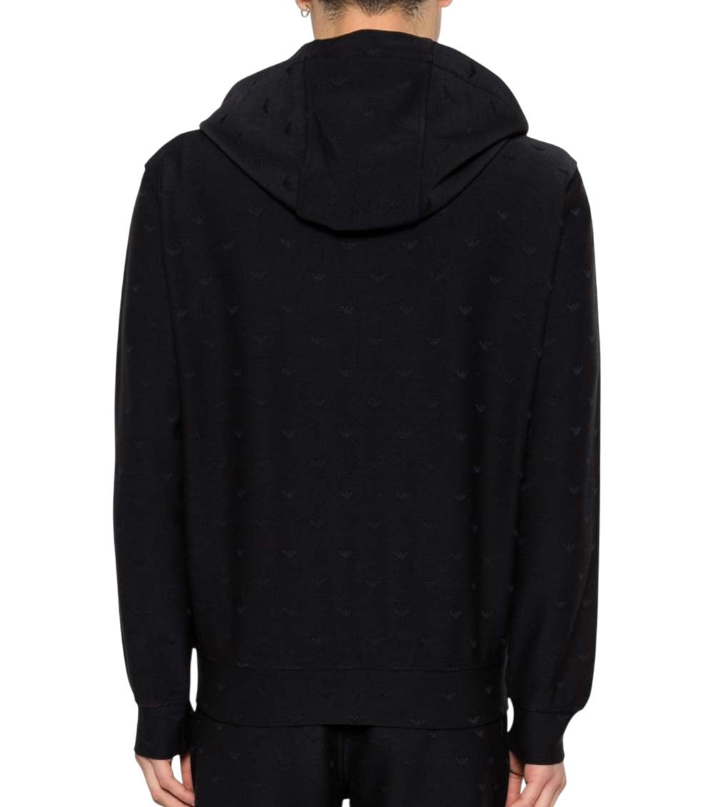 Blue Textured Hood Sweatshirt 5