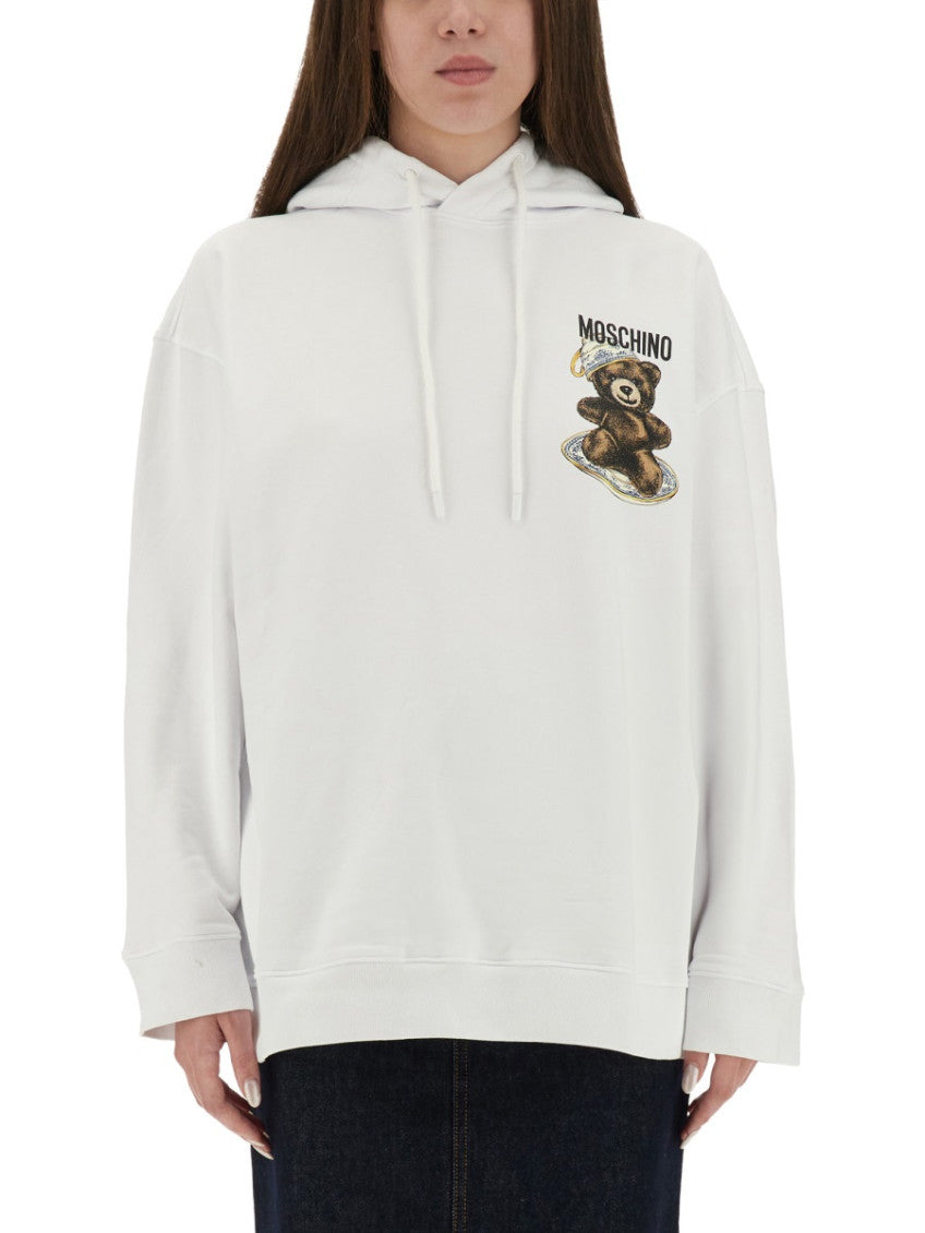 White Graphic Logo Hood Sweatshirt 1
