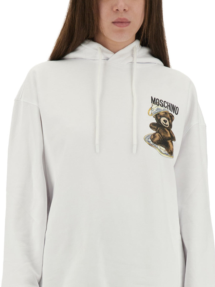 White Graphic Logo Hood Sweatshirt 4
