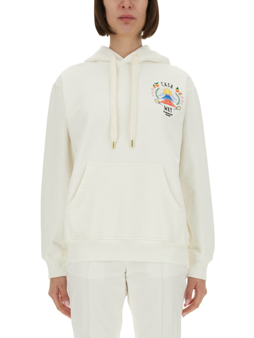 White Graphic Hood Sweatshirt 1