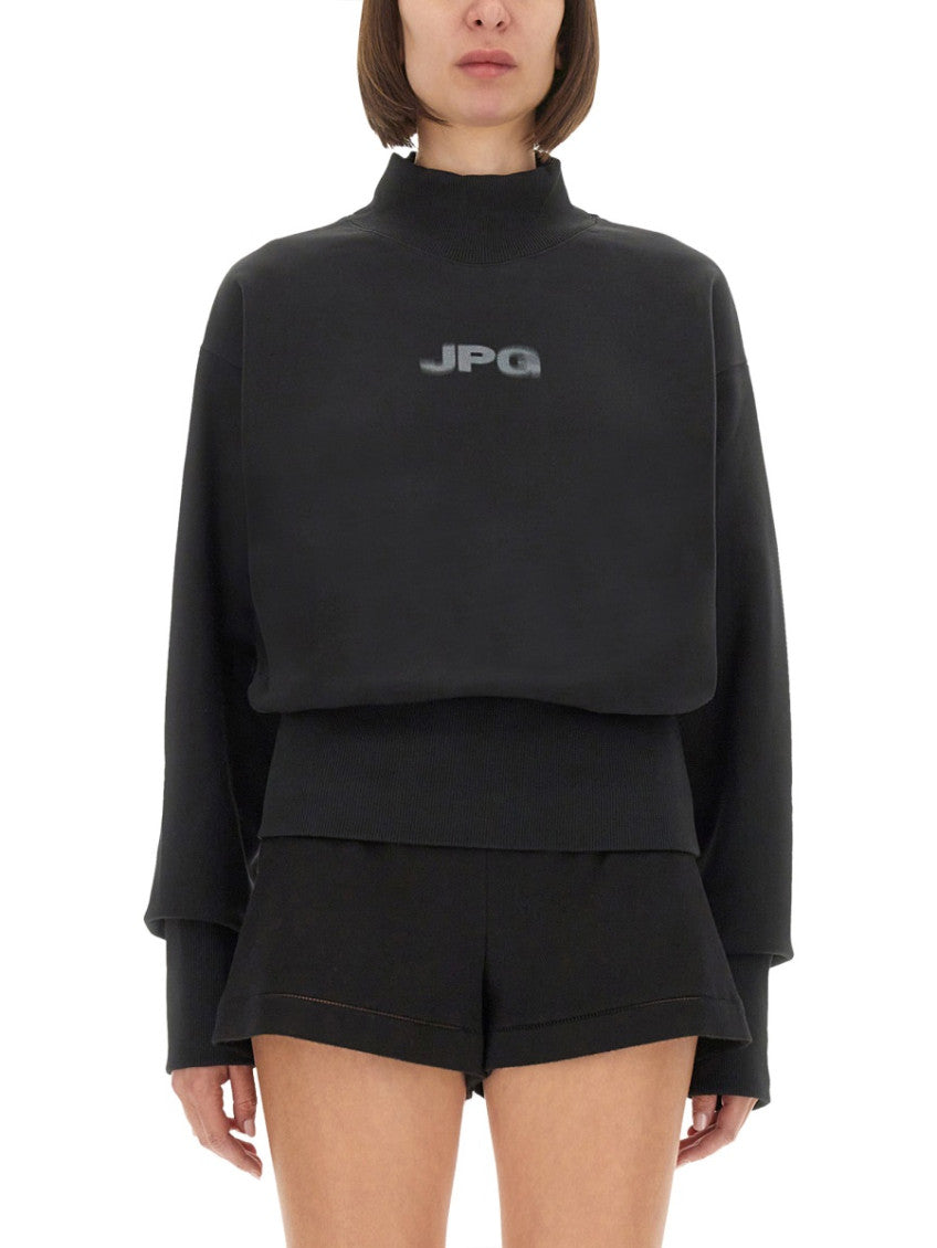 Black Logo Mock Collar Sweatshirt 1