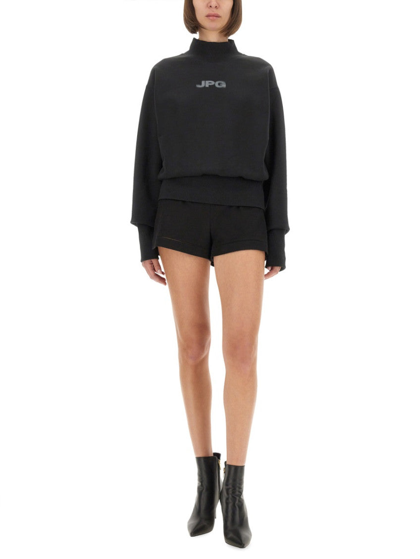 Black Logo Mock Collar Sweatshirt 2