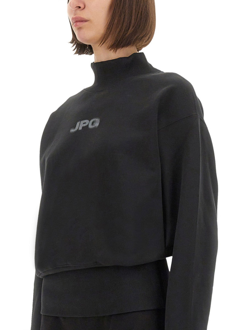 Black Logo Mock Collar Sweatshirt 4