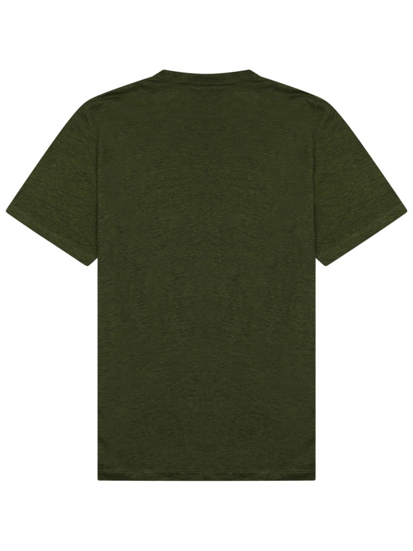 Khaki Solid Crew Neck T-Shirt 2