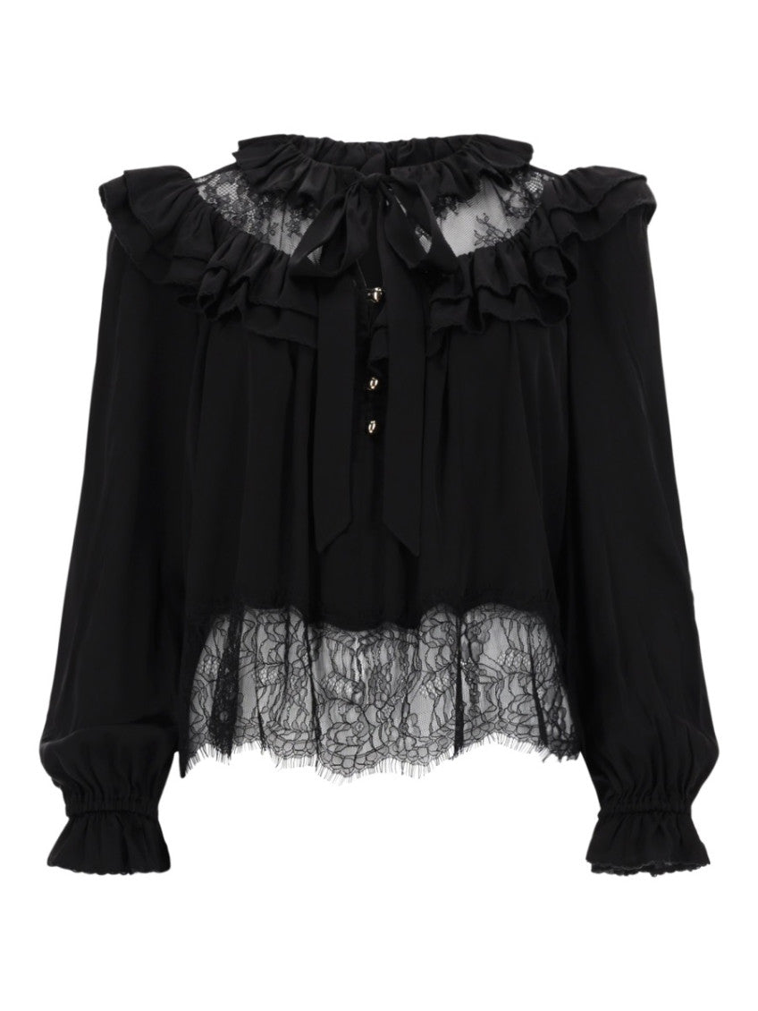 Black Lace Round Neck Top 1