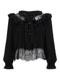 Black Lace Round Neck Top 1