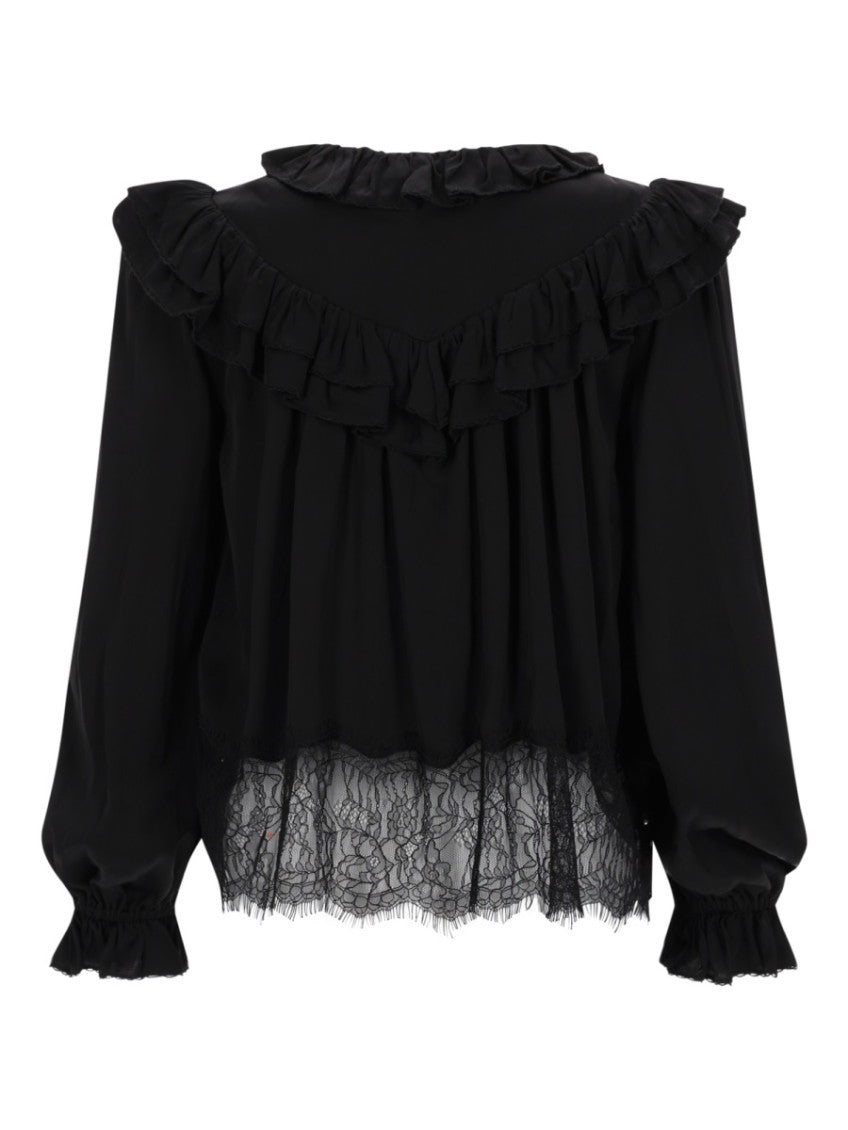 Black Lace Round Neck Top 2