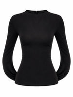 Black Solid Round Neck Top 1