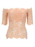 Pink Embellished Off Shoulder Top 1