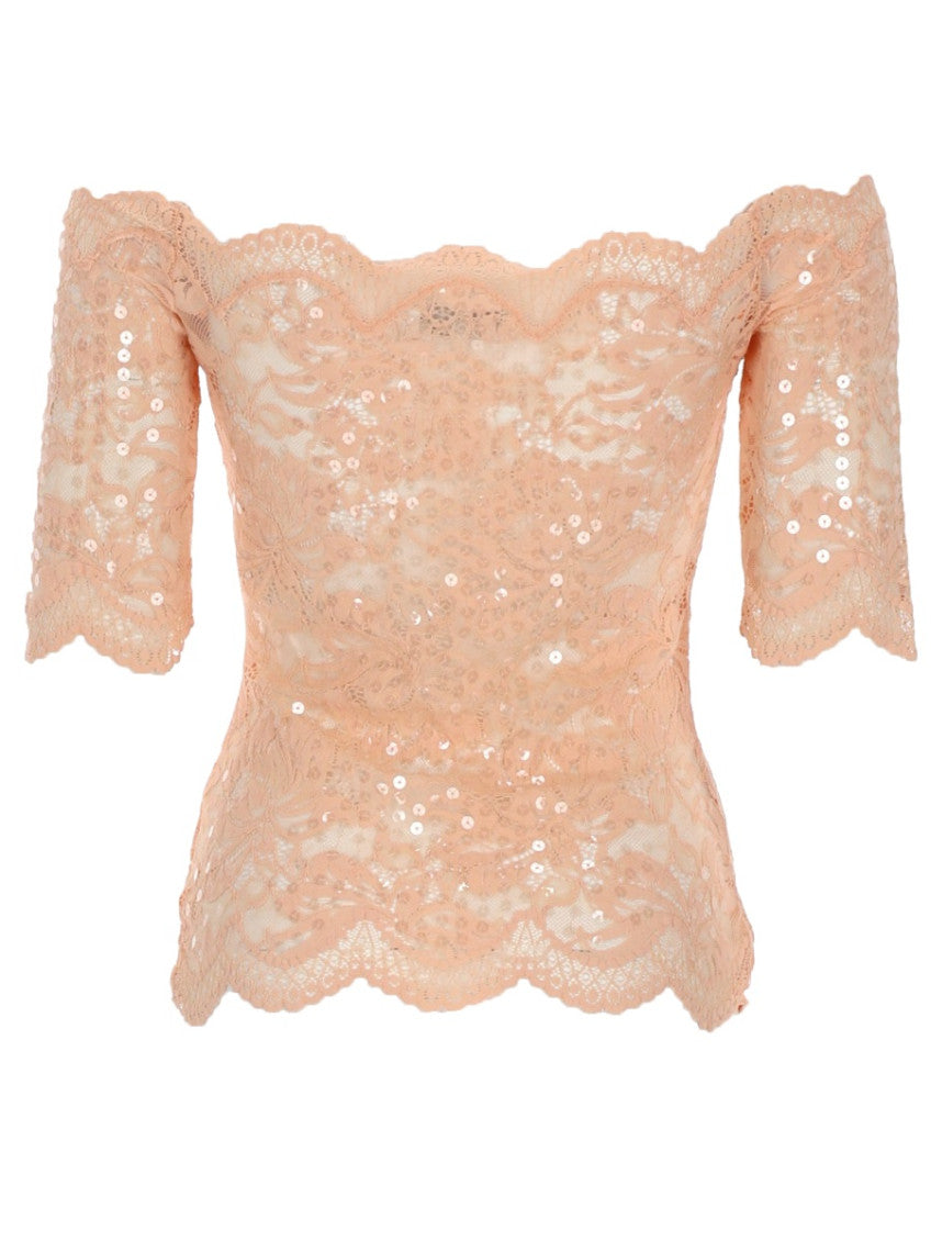 Pink Embellished Off Shoulder Top 2