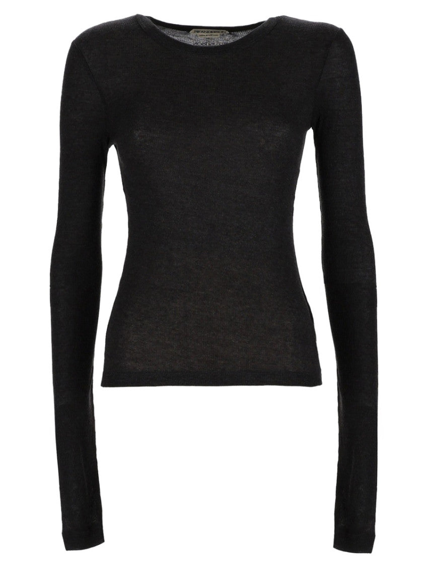 Black Solid Crew Neck Top 1