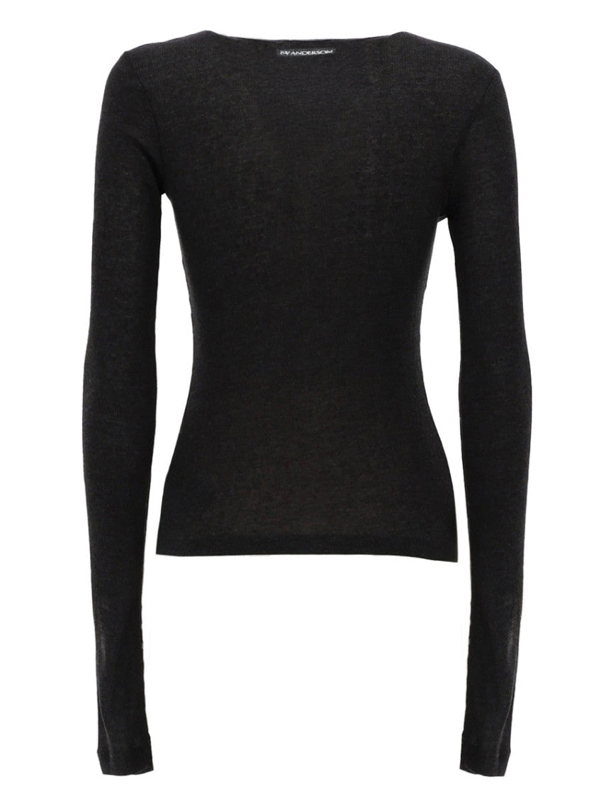 Black Solid Crew Neck Top 2