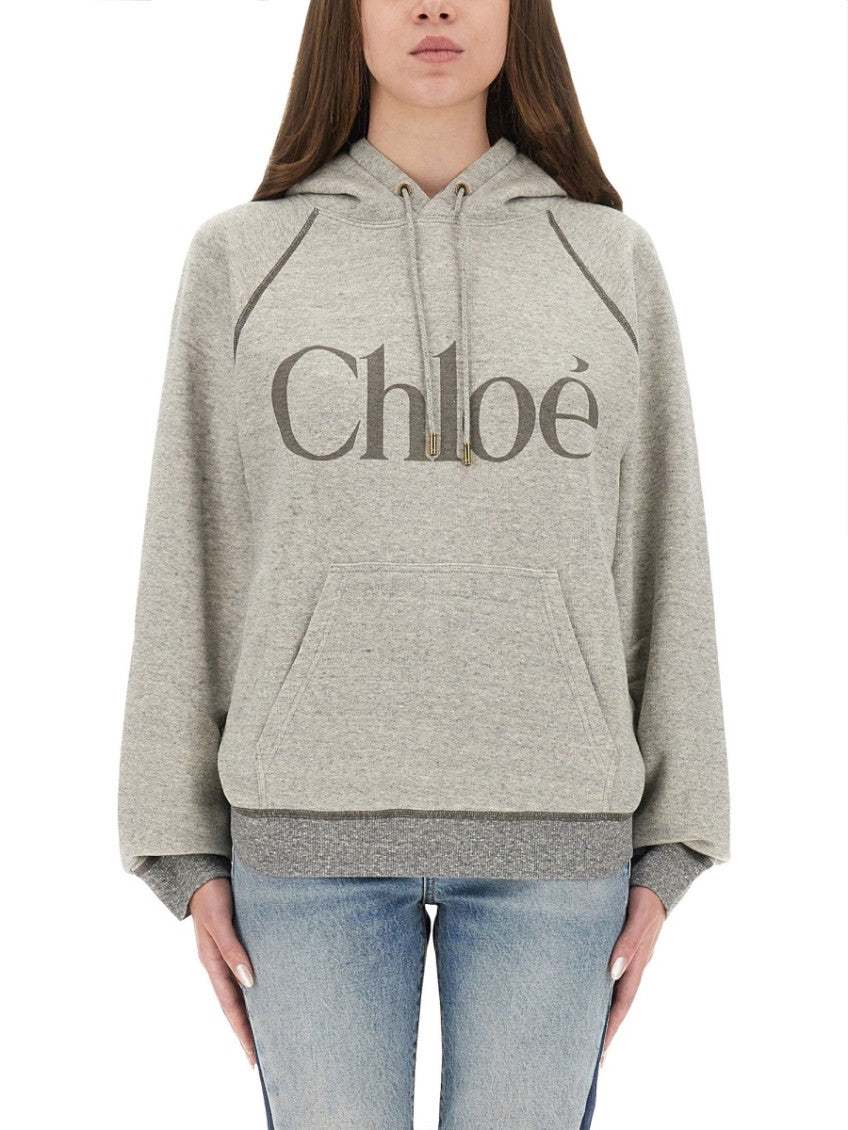 Grey Logo Hood Sweatshirt 1