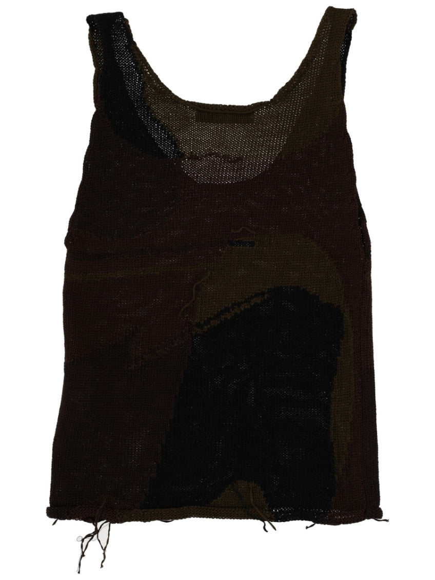 Brown Abstract Scoop Neck Top 2