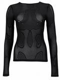 Black Transparent Boat Neck Top 1