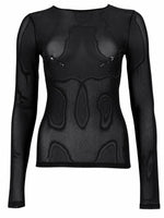 Black Transparent Boat Neck Top 1