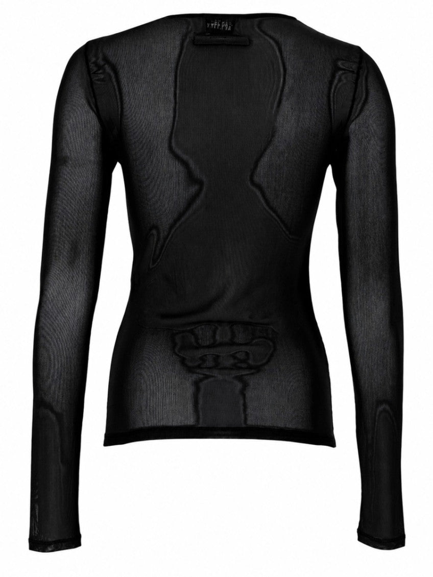 Black Transparent Boat Neck Top 2