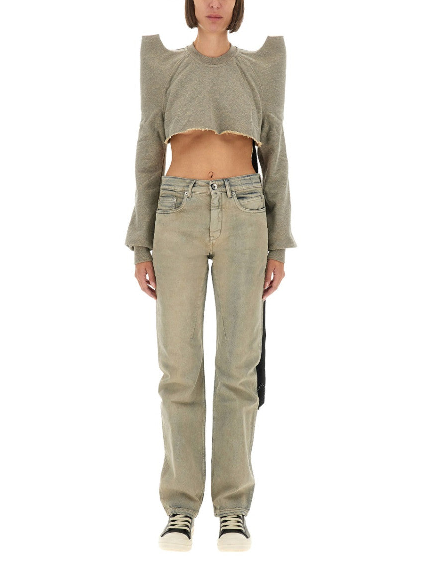 Grey Crew Neck Cropped Sweatshirt 1