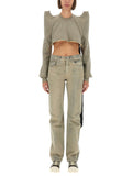 Grey Crew Neck Cropped Sweatshirt 1