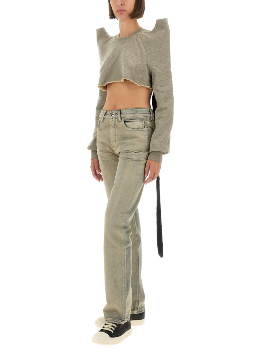 Grey Crew Neck Cropped Sweatshirt 2