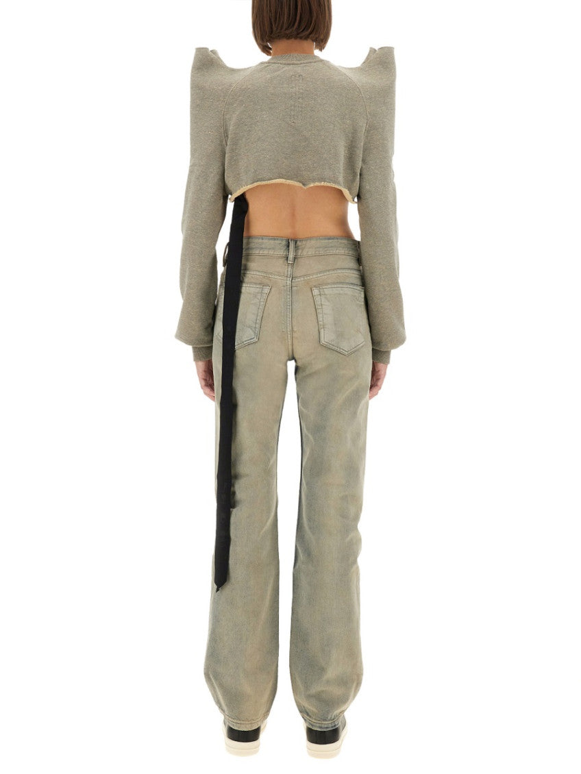 Grey Crew Neck Cropped Sweatshirt 3