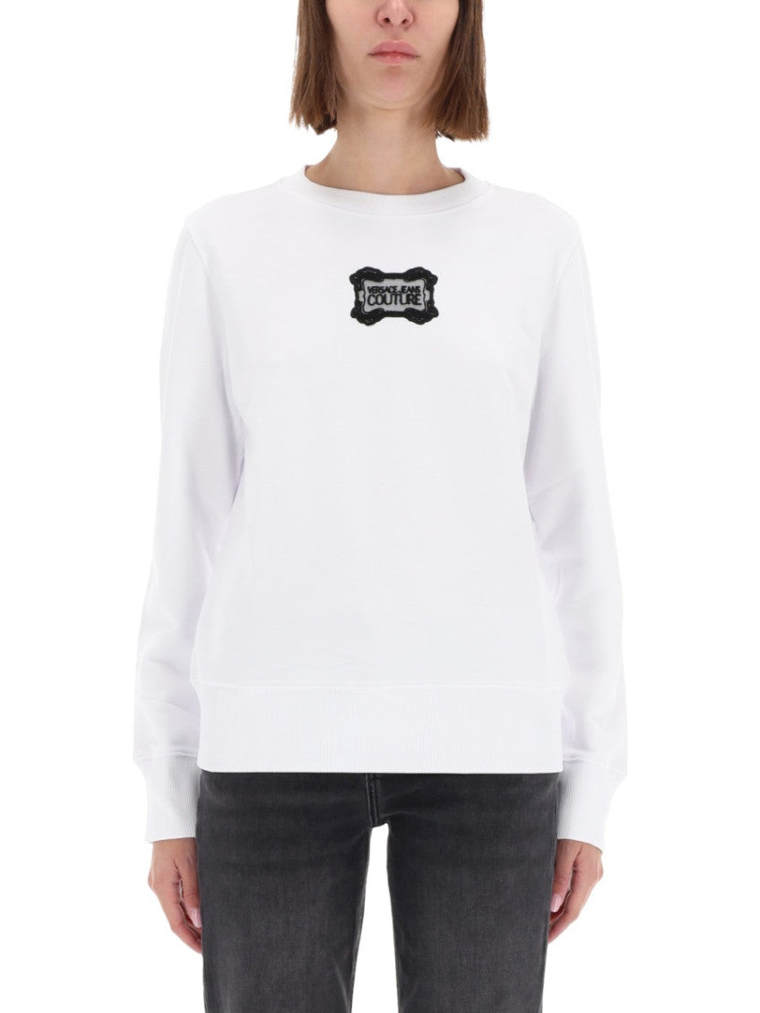 White Logo Crew Neck Sweatshirt 1