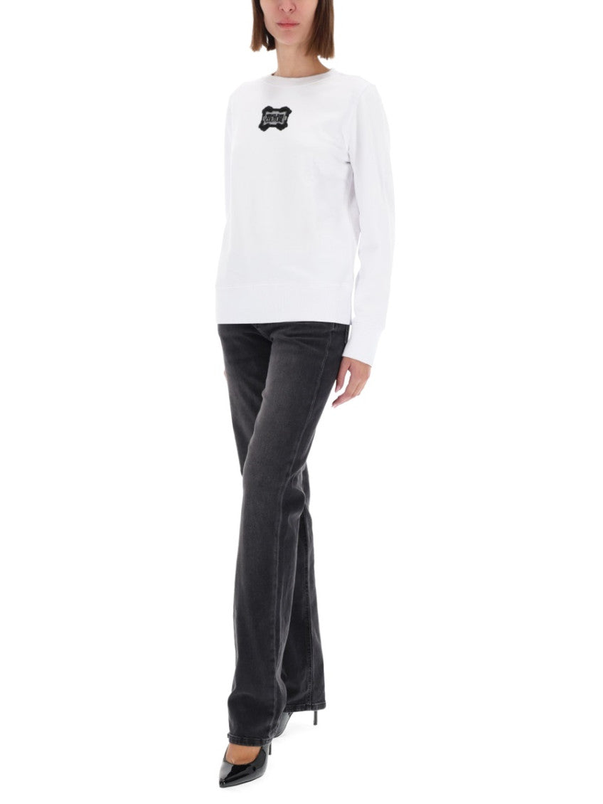 White Logo Crew Neck Sweatshirt 2