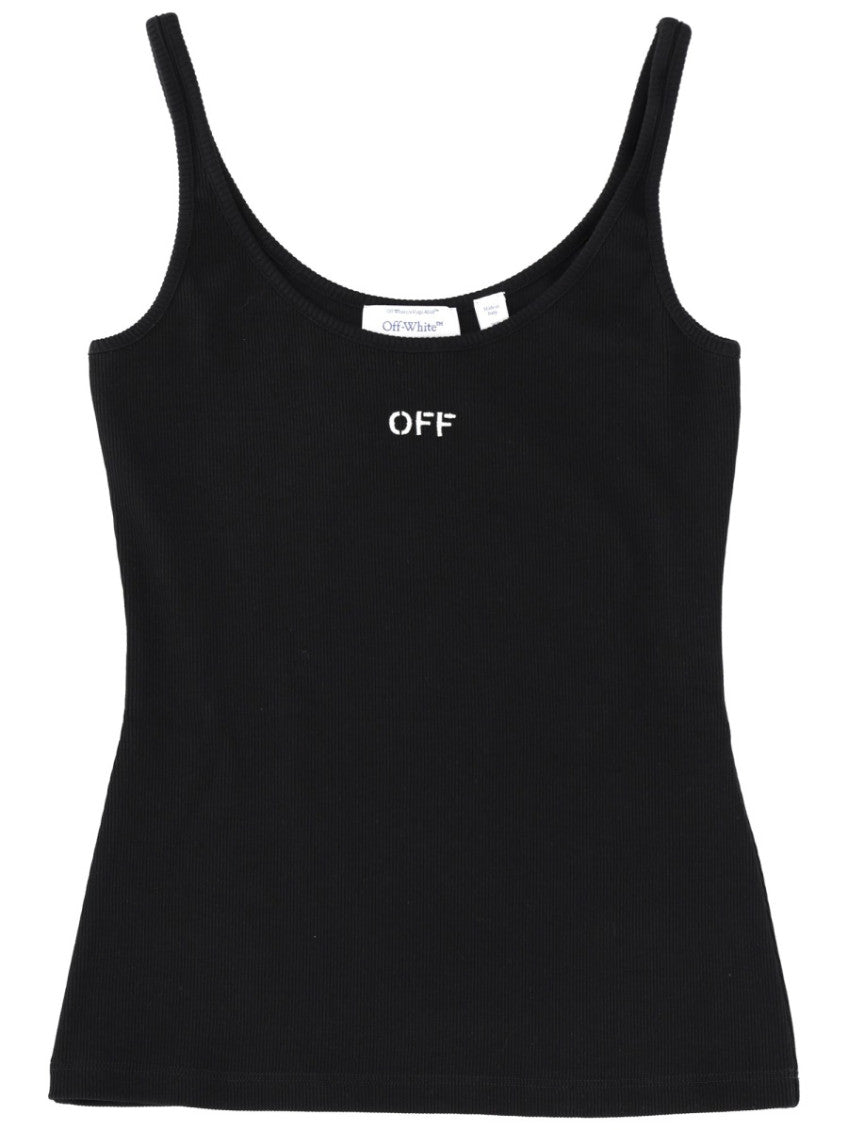 Black Logo Scoop Neck Top 1