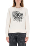 White Embroidered Crew Neck Sweatshirt 1